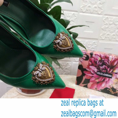 Dolce  &  Gabbana Heel 10.5cm Quilted Leather Devotion Pumps Green 2021